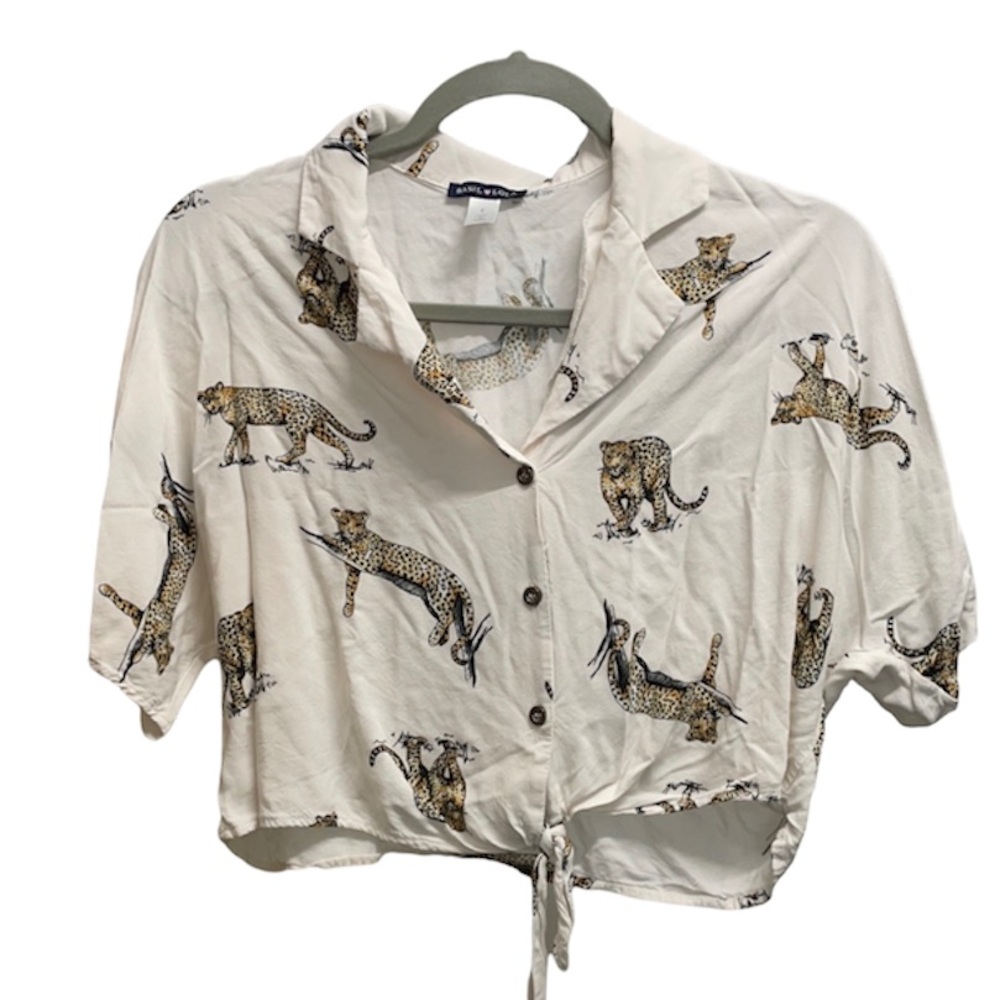 Cropped Tiger Button Up